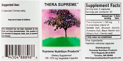 Photo of the Supreme Nutrition Products Thera Supreme 575 mg label