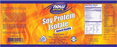 Photo of the NOW Sports Soy Protein Isolate Natural Vanilla label