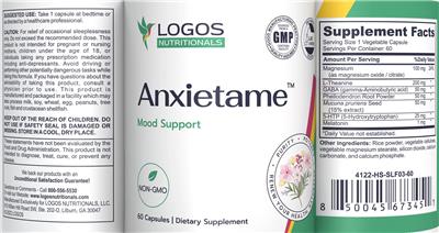 Photo of the Logos Nutritionals Anxietame label