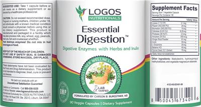 Photo of the Logos Nutritionals Essential Digestion label