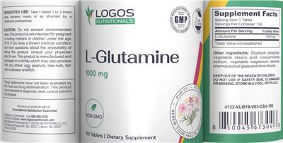 Photo of the Logos Nutritionals L-Glutamine 1000 mg label