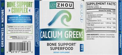 Photo of the ZHOU Calcium Greens label