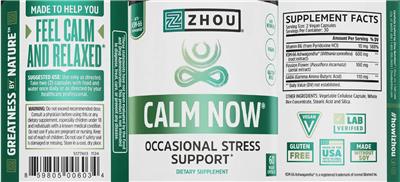 Photo of the ZHOU Calm Now label