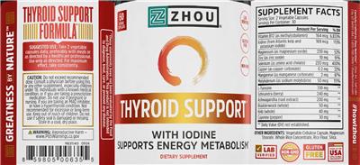 Photo of the ZHOU Thyroid Support with Iodine label
