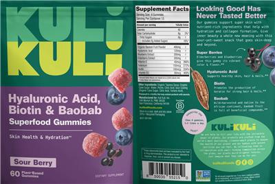 Photo of the Kuli Kuli Superfood Gummies Sour Berry label