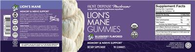 Photo of the Host Defense Mushrooms Lion's Mane Gummies Blueberry Flavored label
