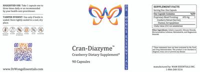 Photo of the Dr. Wong's Essentials Cran-Diazyme label