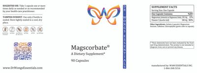 Photo of the Dr. Wong's Essentials Magscorbate label