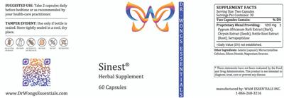 Photo of the Dr. Wong's Essentials Sinest label