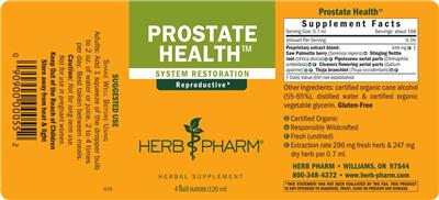 Photo of the Herb Pharm Prostate Health label