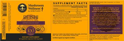 Photo of the Mushroom Wellness by Herb Pharm Reishi label