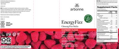 Photo of the Arbonne EnergyFizz Raspberry Flavor label