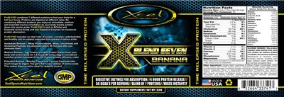 Photo of the Xcel Sports Nutrition X Blend Seven Banana label