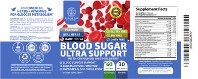 Photo of the Number One Nutrition Blood Sugar Ultra Support label