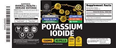 Photo of the Number One Nutrition Potassium Iodide 130 mg label