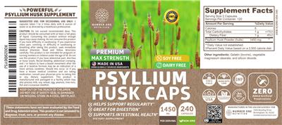 Photo of the Number One Nutrition Psyllium Husk Caps 1450 mg label