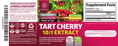 Photo of the Number One Nutrition Tart Cherry 10:1 Extract 3000 mg label