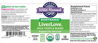 Photo of the Oregon's Wild Harvest Biodynamic LiverLove Extract label