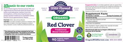 Photo of the Oregon's Wild Harvest Organic Red Clover label