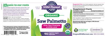 Photo of the Oregon's Wild Harvest Saw Palmetto label