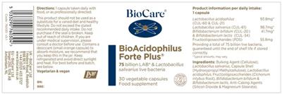 Label of BioAcidophilus Forte Plus