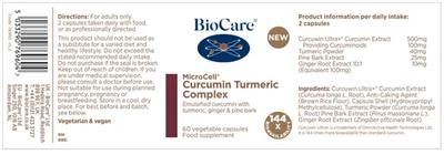 Photo of the BioCare MicroCell Curcumin Turmeric Complex label