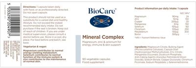 Photo of the BioCare Mineral Complex label