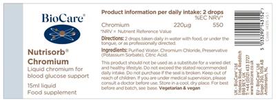 Photo of the BioCare Nutrisorb Chromium label