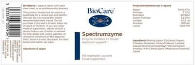 Photo of the BioCare Spectrumzyme Capsule label