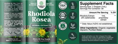 Photo of the Nature’s Craft Rhodiola Rosea label