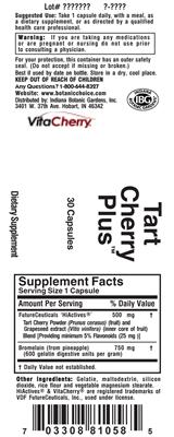 Photo of the Indiana Botanic Gardens Tart Cherry Plus label