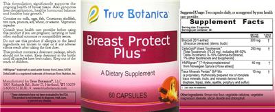 Photo of the True Botanica Breast Protect Plus label