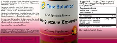 Photo of the True Botanica Magnesium Reservoir label
