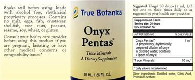 Photo of the True Botanica Onyx Pentas label