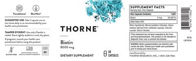 Biotin 8000 mcg のラベル画像（NIH DSLD）