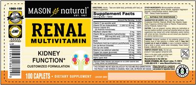 Photo of the Mason Natural Renal Multivitamin label