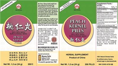 Photo of the Min Shan Peach Kernel Pills Tao Ren Wan Run Chang Wan label