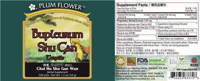 Photo of the Plum Flower Bupleurum Shu Gan Teapills label