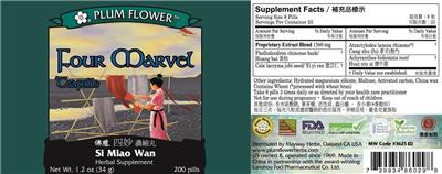 Photo of the Plum Flower Four Marvel Teapills label