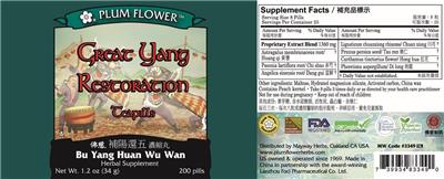 Photo of the Plum Flower Great Yang Restoration Teapills label