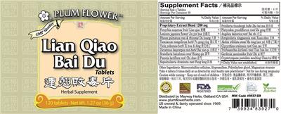 Photo of the Plum Flower Lian Qiao Bai Du Tablet label