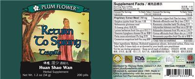 Photo of the Plum Flower Return to Spring Teapills label