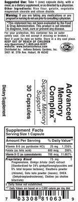 Photo of the Indiana Botanic Gardens Advanced Memory Complex label
