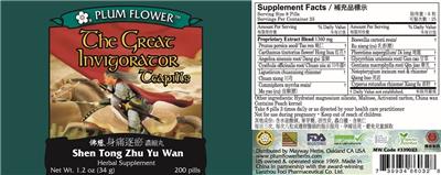 Photo of the Plum Flower The Great Invigorator Teapills label