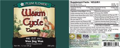 Photo of the Plum Flower Warm Cycle Teapills label