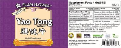 Photo of the Plum Flower Yao Tong Tablets label
