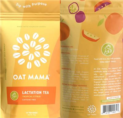 Photo of the Oat Mama Lactation Tea Tropical Citrus label