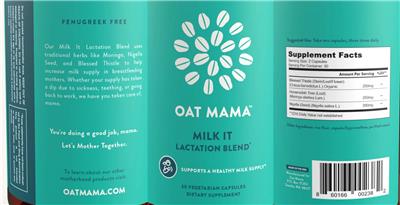 Photo of the Oat Mama Milk It Lactation Blend label