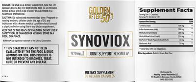 Photo of the Golden After 50 Synoviox label