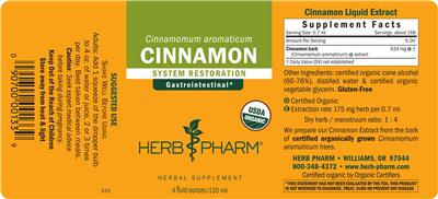 Photo of the Herb Pharm Cinnamon label